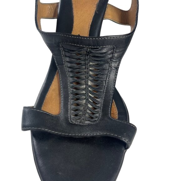 Sofft Open Toe Sandals Womens Black 10 M Leather Heeled Ankle Buckle - Picture 6 of 10